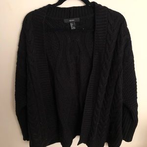 Forever 21 black cable knit cardigan